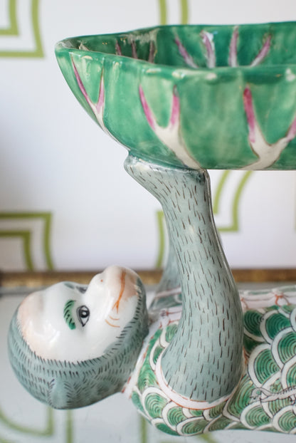 Chinoiserie Green Monkey Bowl in Dragon Vest