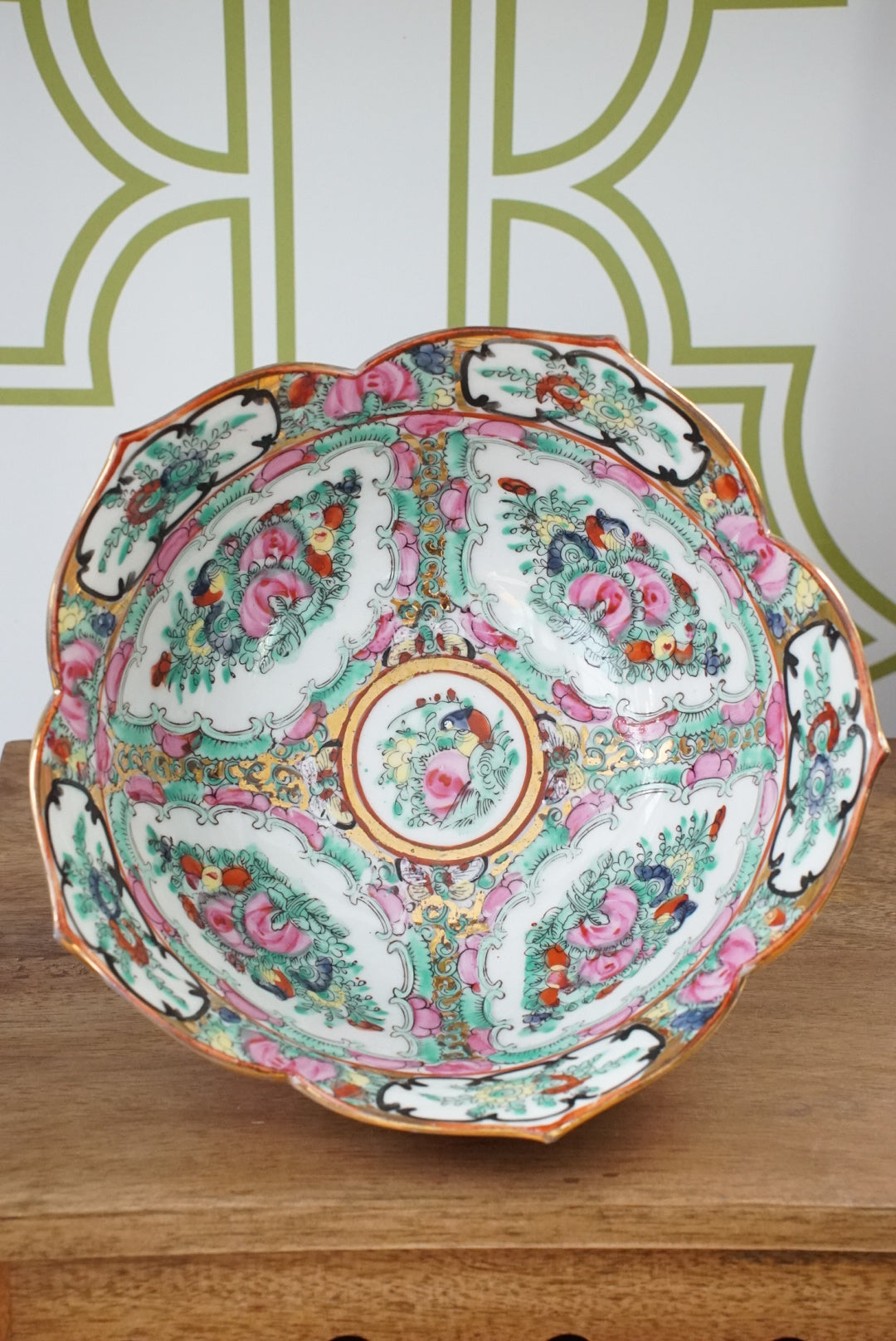 Vintage Rose Canton Lotus Bowl