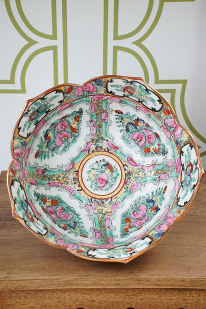 Vintage Rose Canton Lotus Bowl