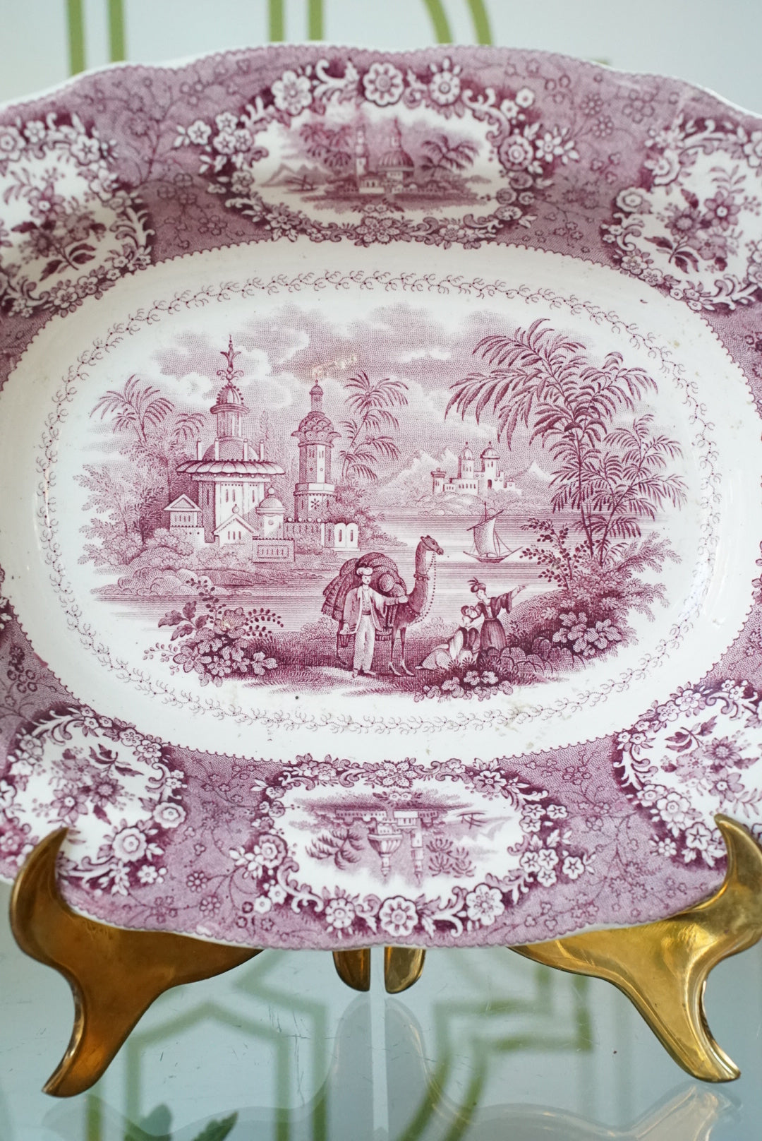 Antique Small Ridgway Purple/Mulberry Oriental Platter