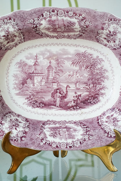 Antique Small Ridgway Purple/Mulberry Oriental Platter