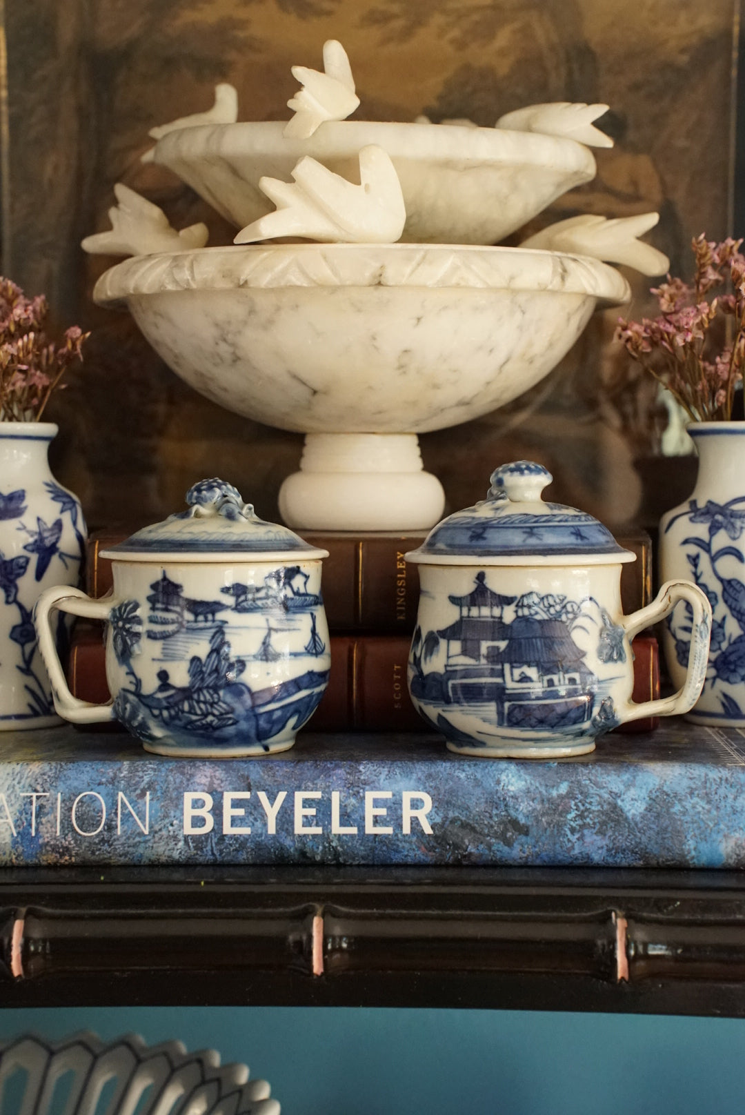 Pair of — Antique Blue Canton Petite Mugs