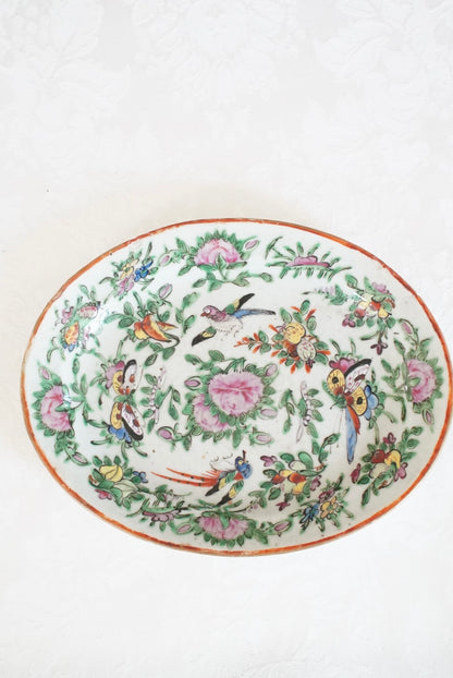 Antique Chinese Export Small Rose Canton Platter