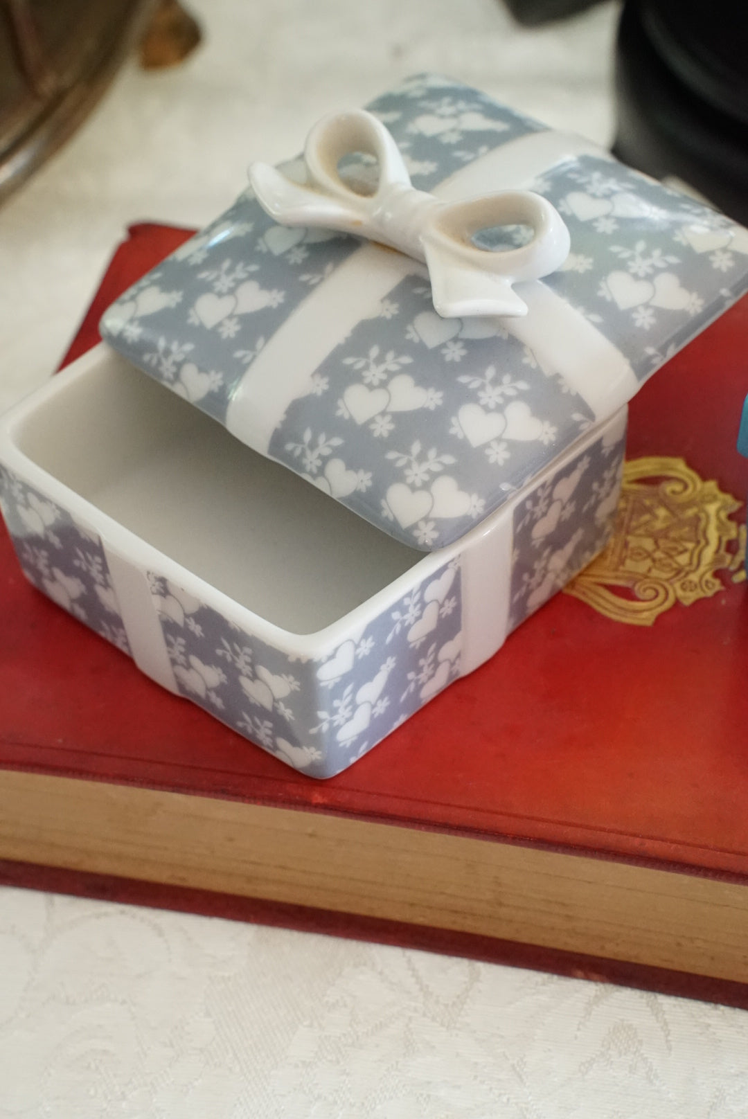Vintage Porcelain Box with Bow