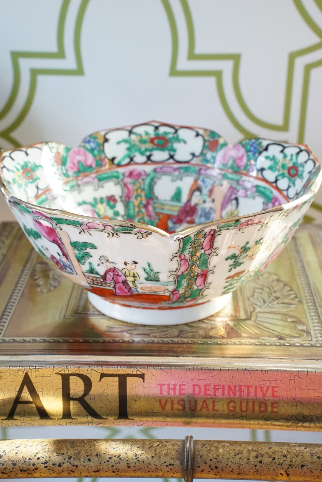 Vintage Rose Medallion Lotus Bowl