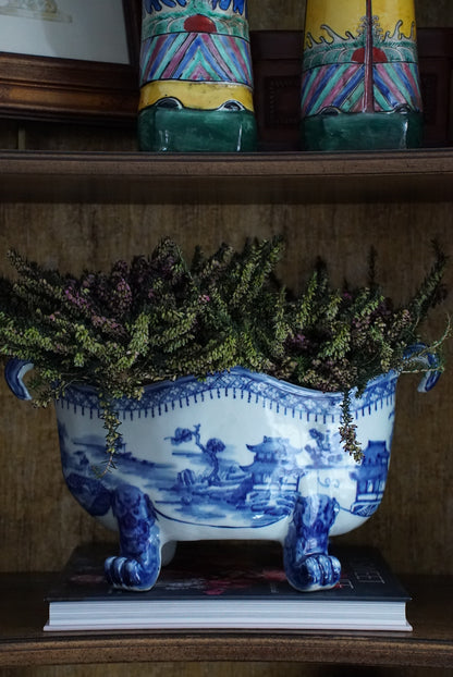 Antique Blue Canton Claw-footed Cachepot