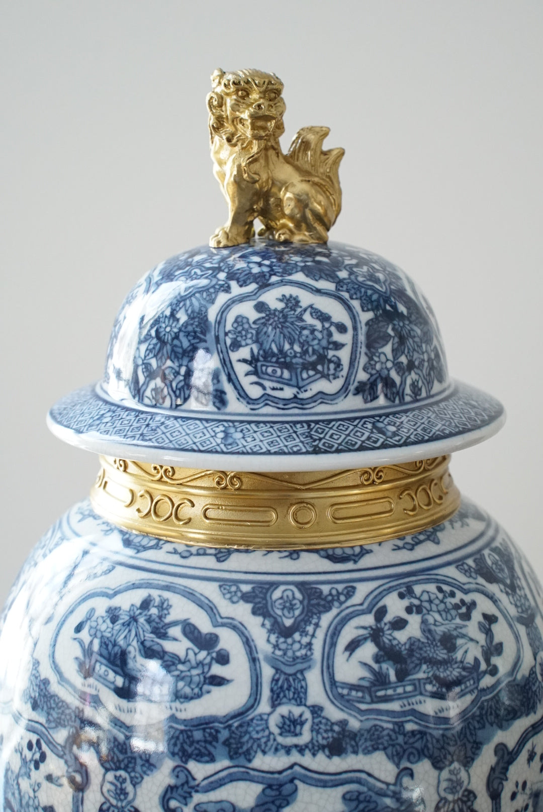 Ormolu Mounted Blue and White Temple Jar