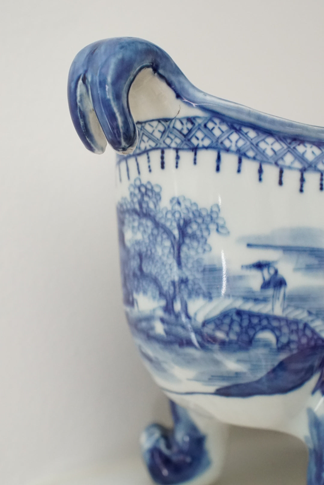 Antique Blue Canton Claw-footed Cachepot
