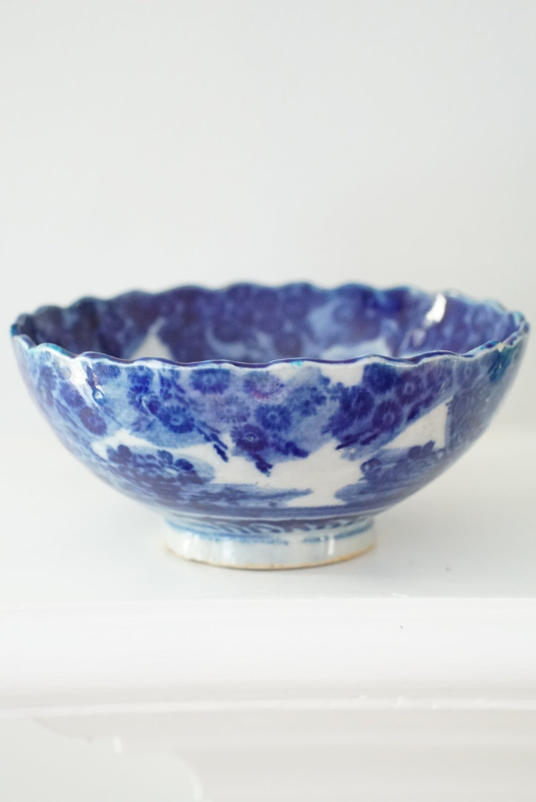 Antique Small Flow Blue Scalloped Bowl
