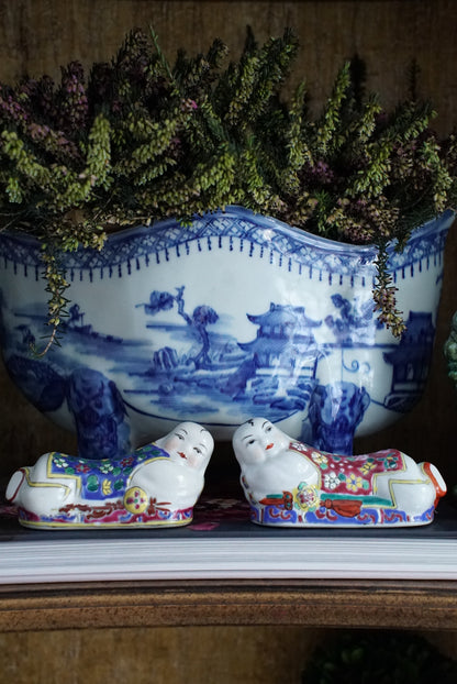 Antique Blue Canton Claw-footed Cachepot