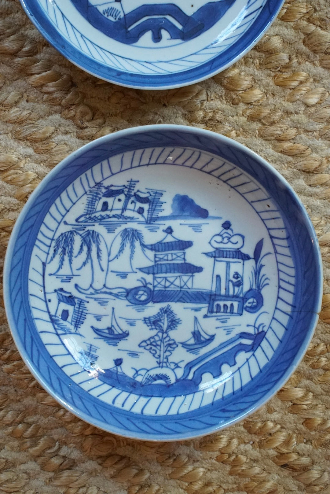 Set of 3 — Antique Blue Willow Shallow Bowl