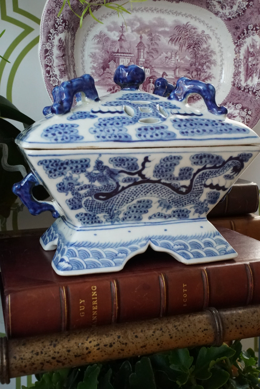 Blue and White Small Tureen in Dragon Motif