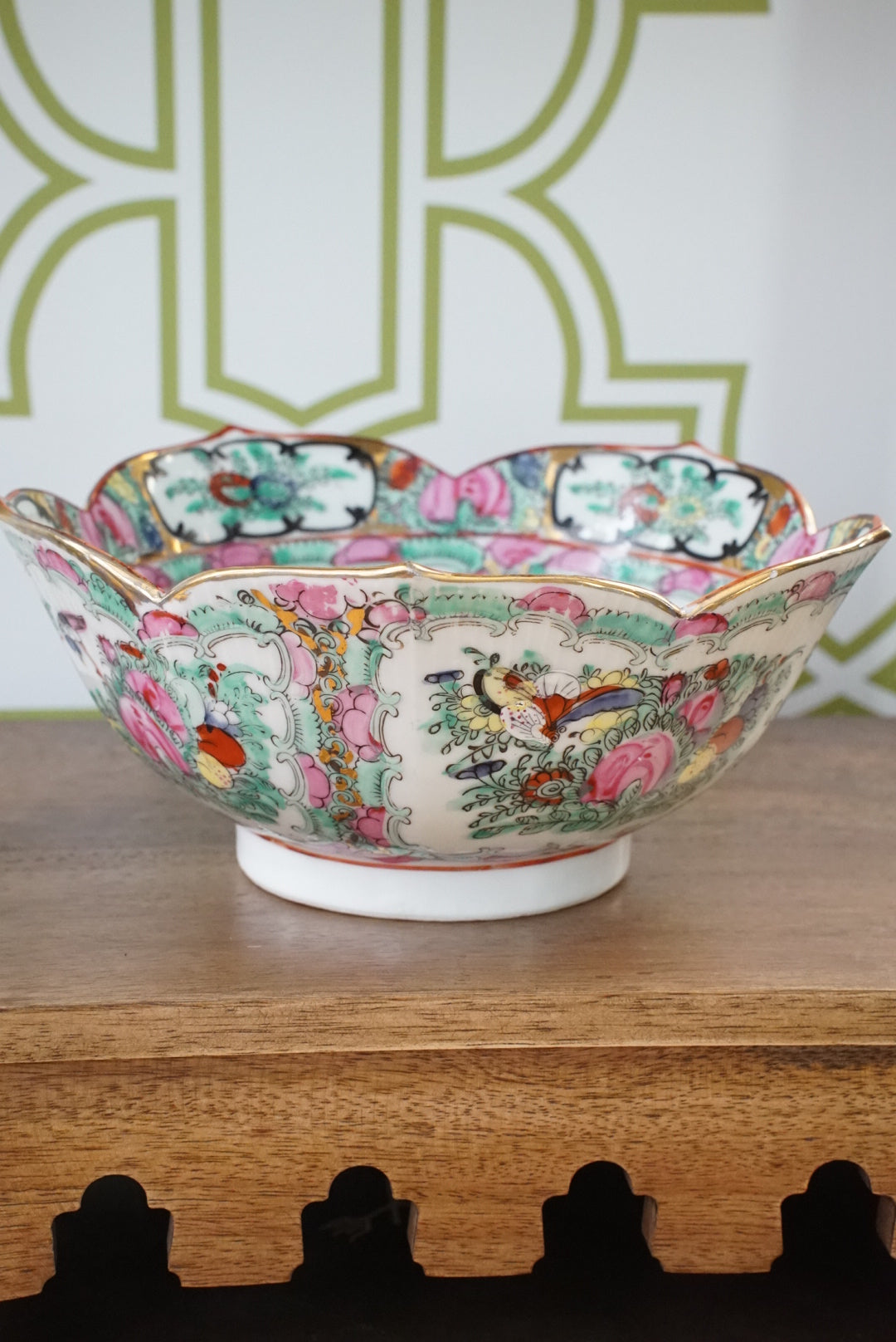 Vintage Rose Canton Lotus Bowl