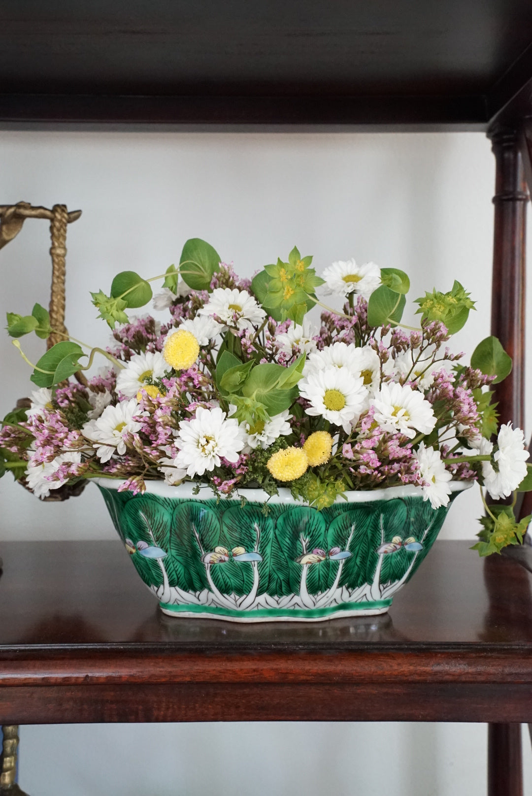 Antique Famille Verte Bok Choy Scalloped Leaf Bowl