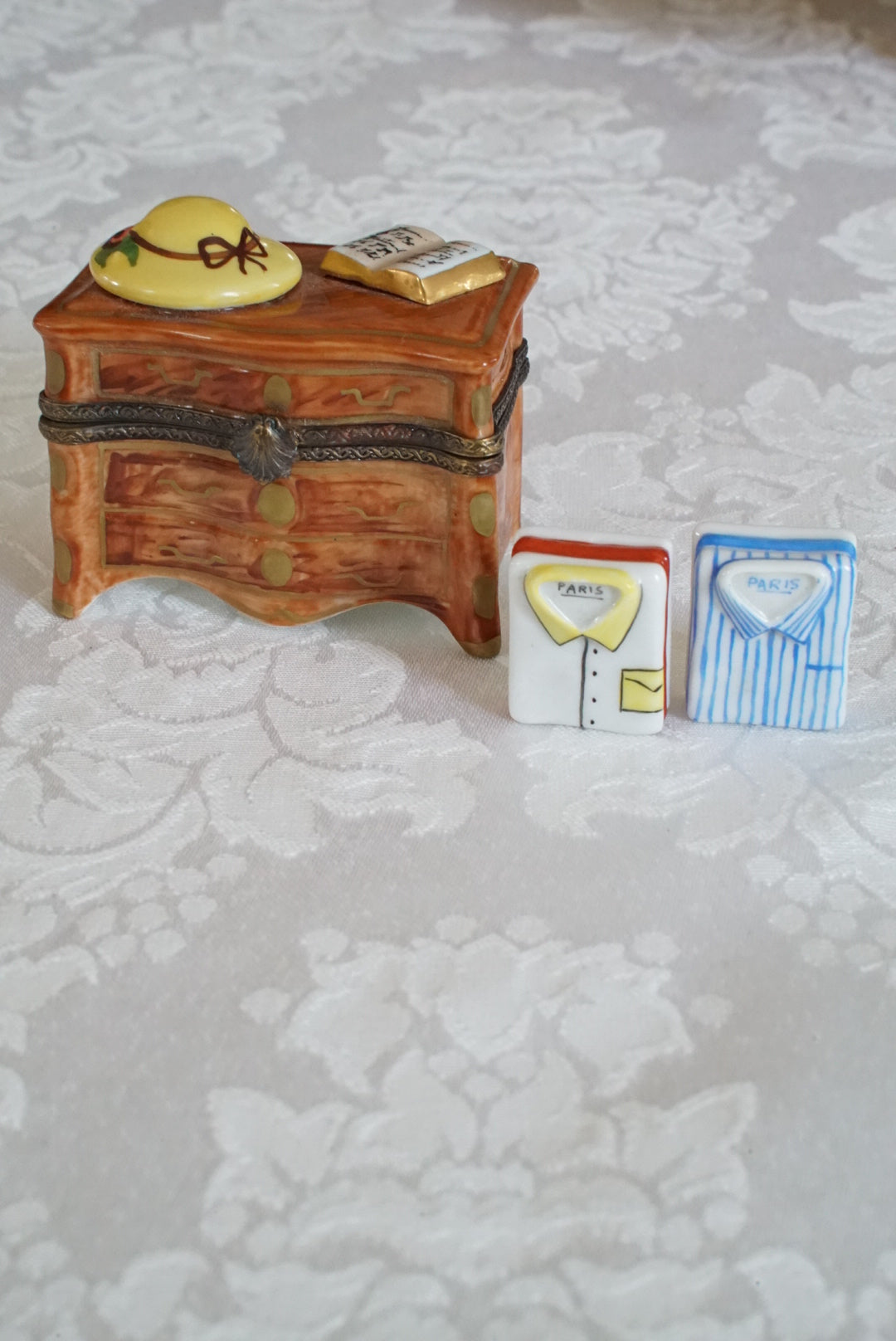 Limoges Box — Dresser with Hat, Book and Shirts