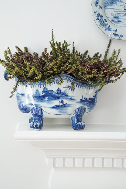 Antique Blue Canton Claw-footed Cachepot