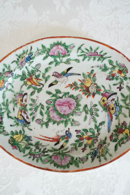 Antique Chinese Export Small Rose Canton Platter