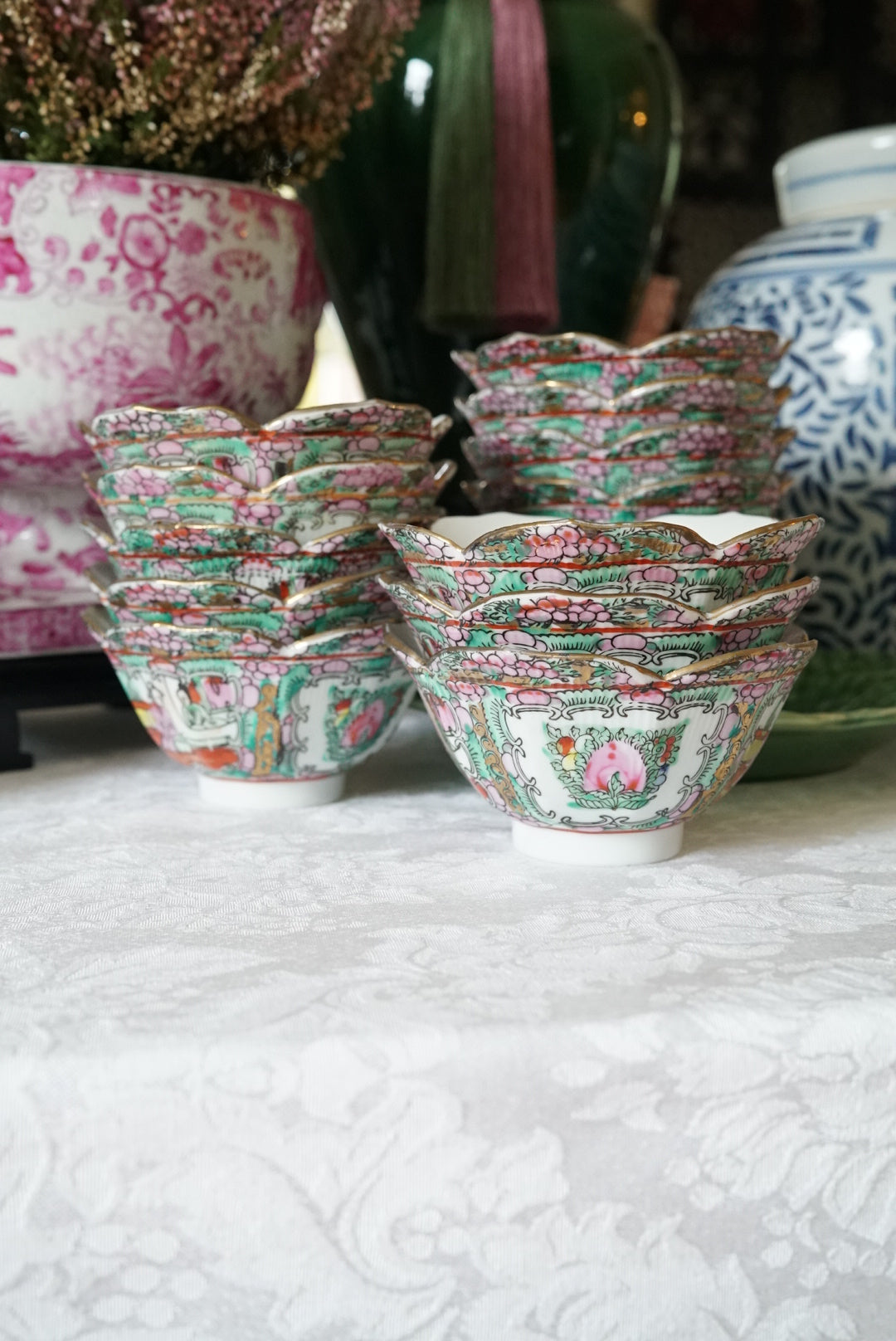 Vintage Petite Rose Medallion Lotus Bowl