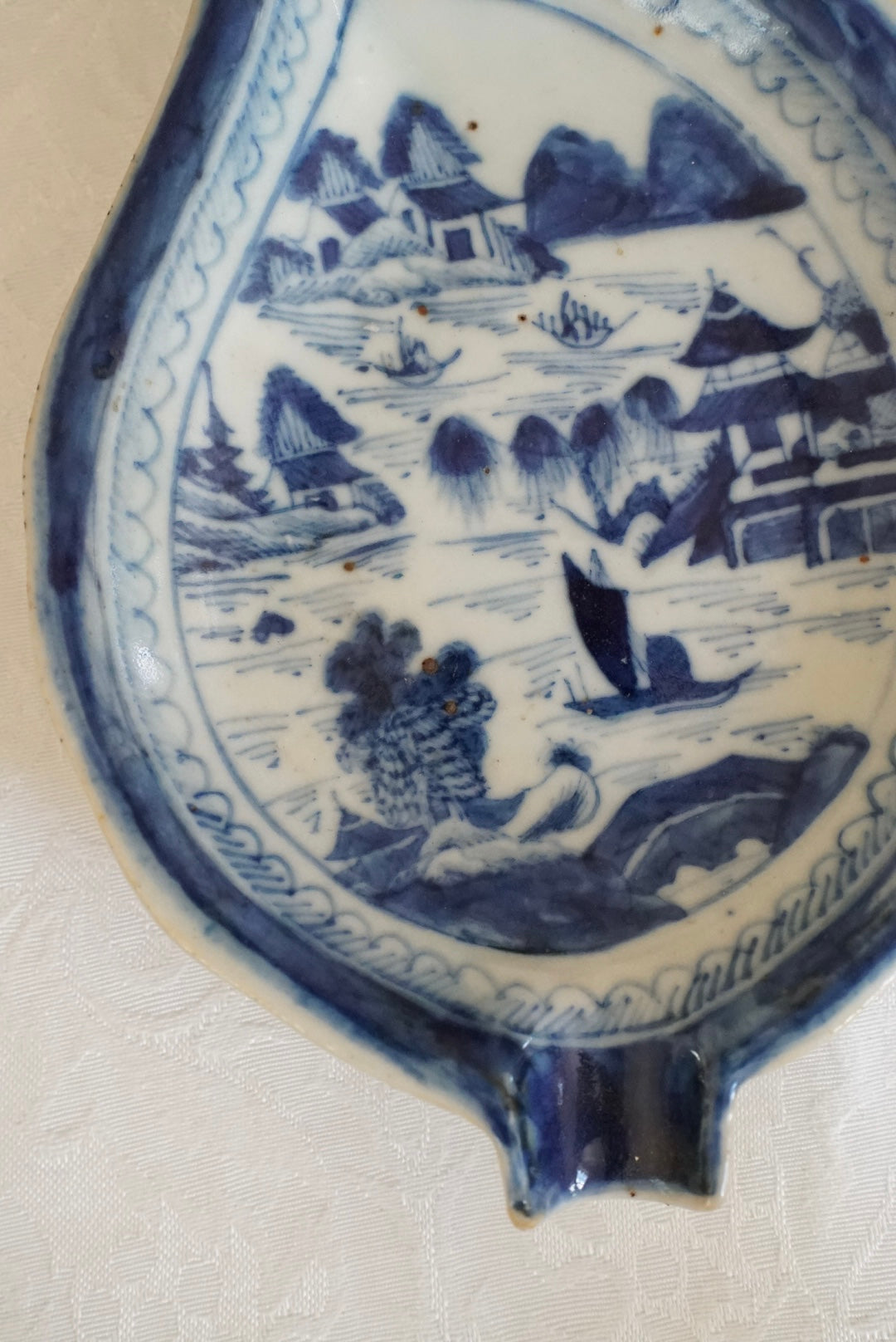 Antique Blue Canton Leaf Plate