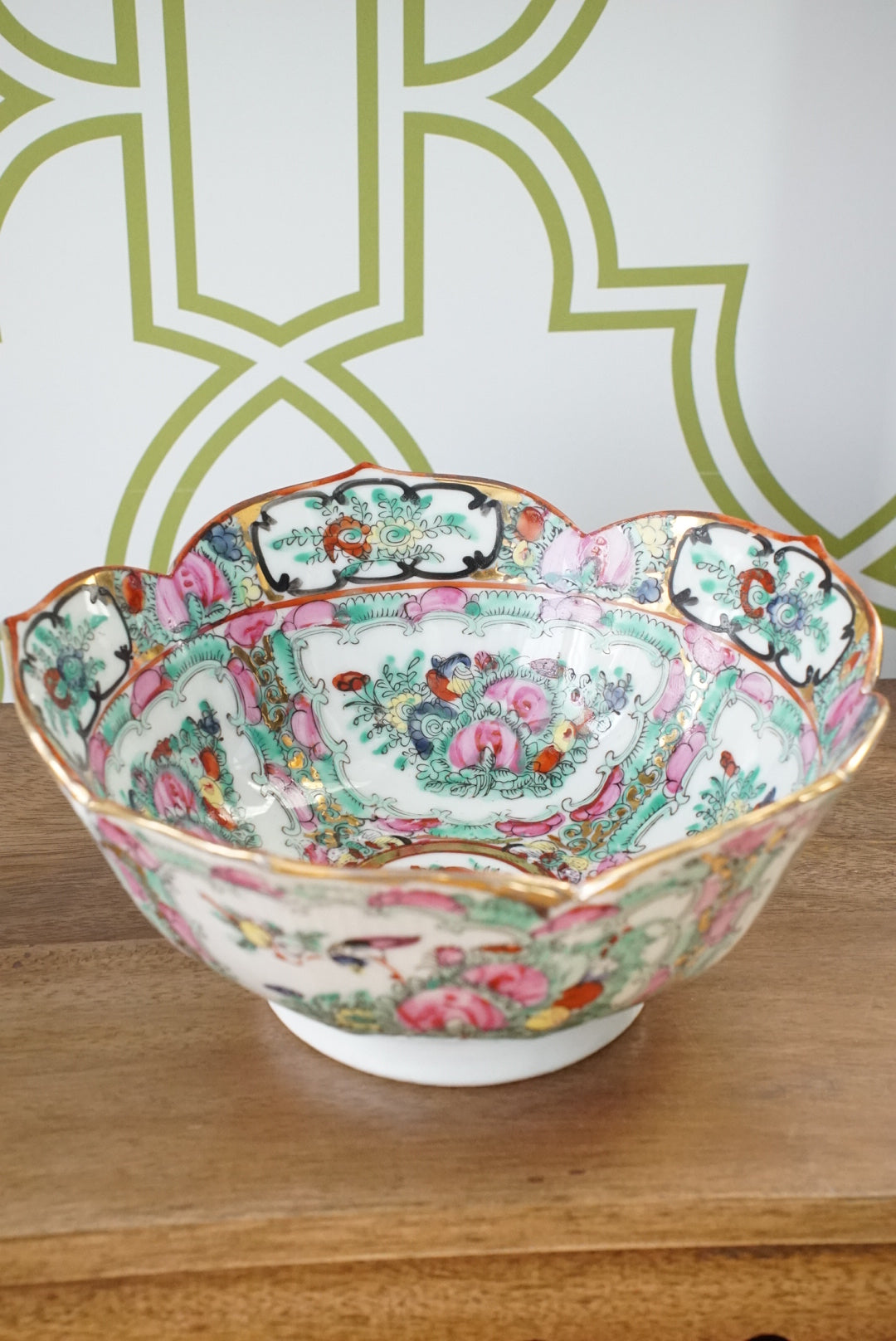 Vintage Rose Canton Lotus Bowl