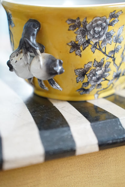Vintage Chinoiserie Floral Cachepot by Hua Rong Tang