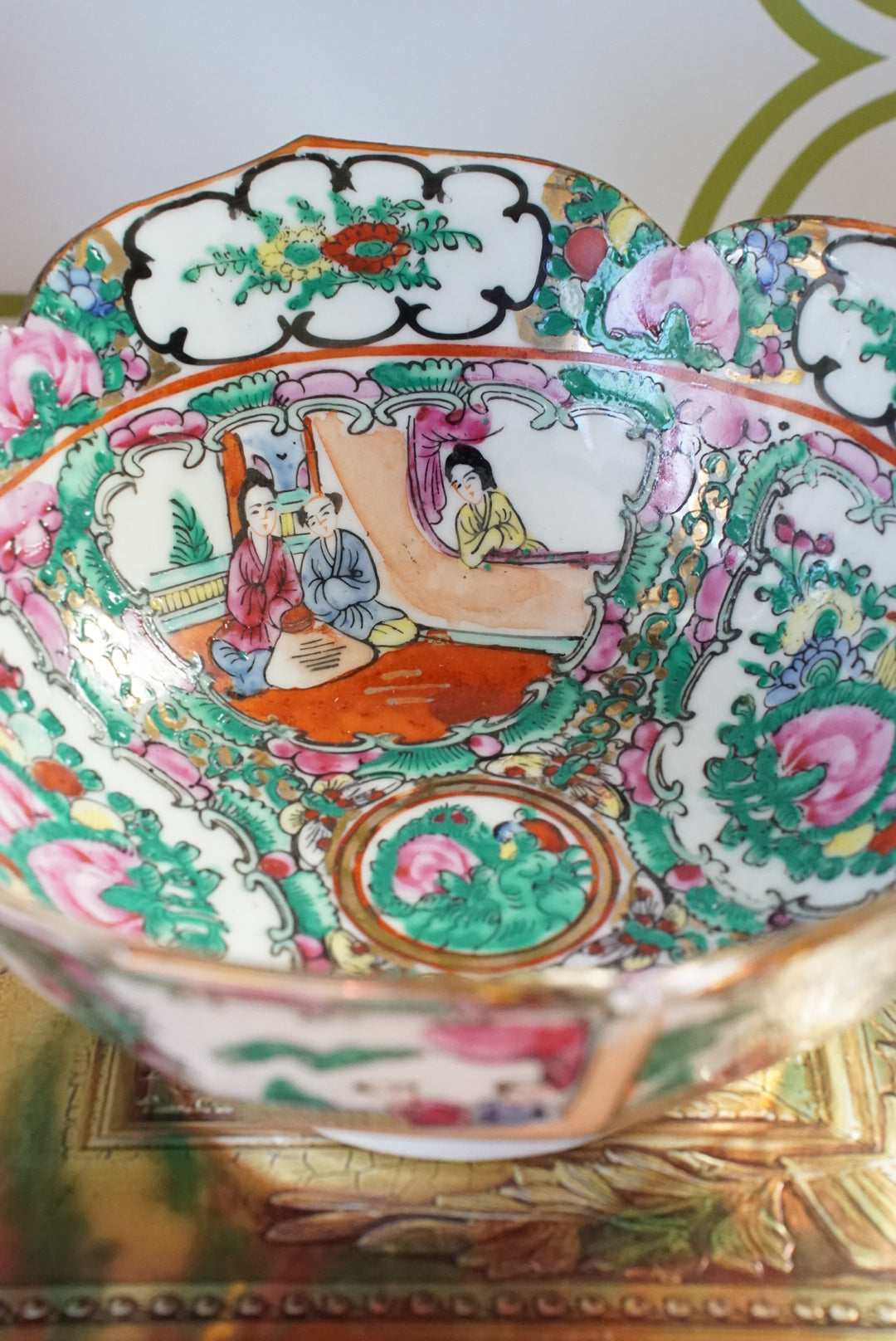 Vintage Rose Medallion Lotus Bowl