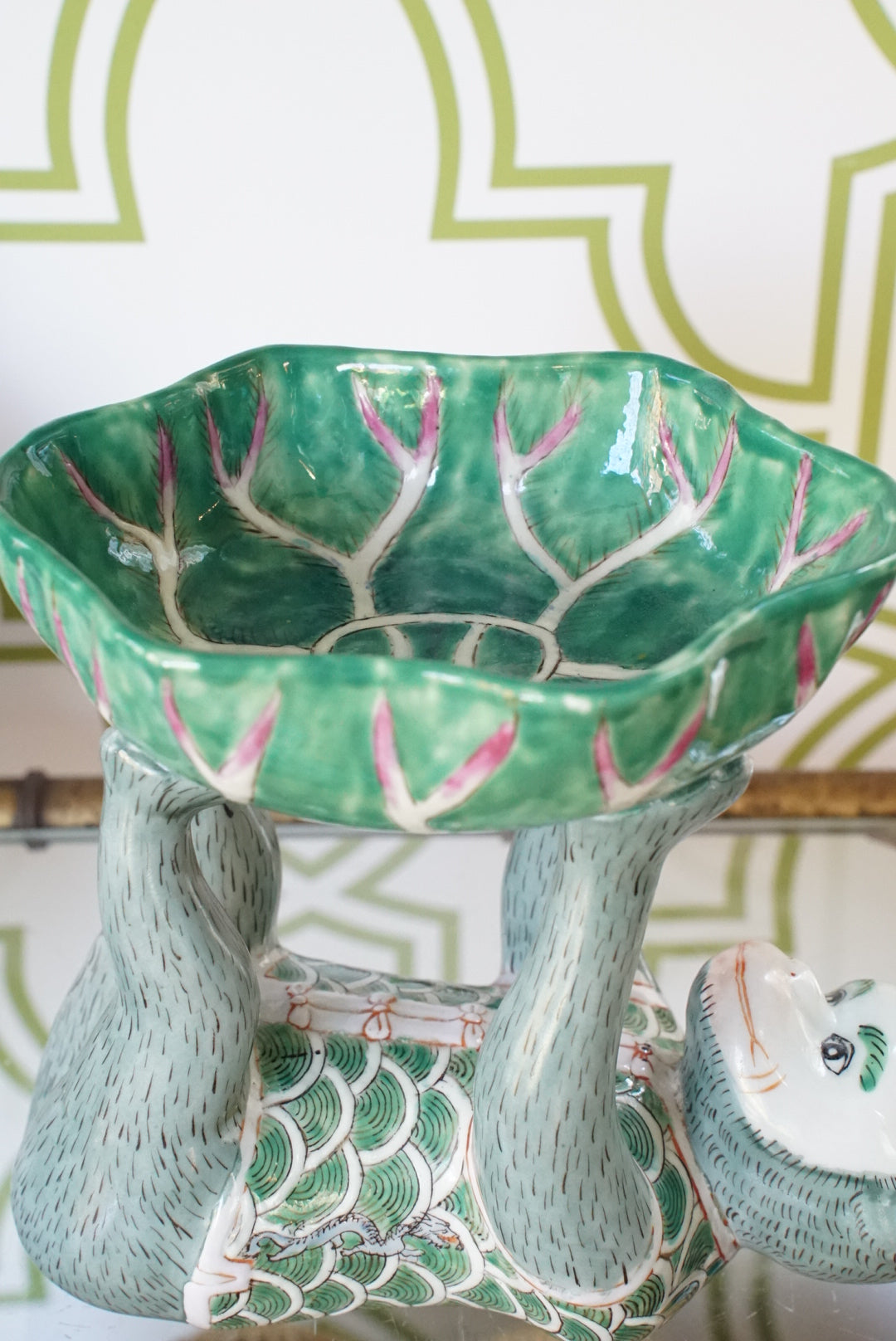 Chinoiserie Green Monkey Bowl in Dragon Vest