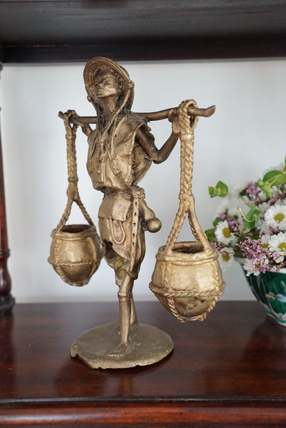 Vintage Bronze Cast Water Carrier Sculpture