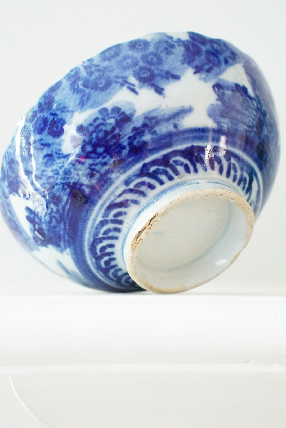 Antique Small Flow Blue Scalloped Bowl