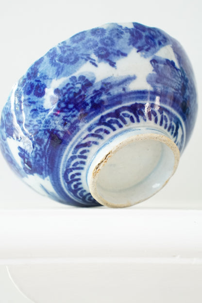 Antique Small Flow Blue Scalloped Bowl