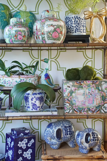 Medium Vintage Rose Medallion Ginger Jar