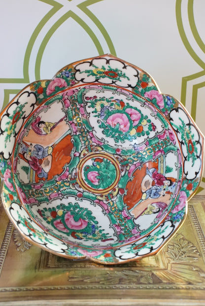 Vintage Rose Medallion Lotus Bowl
