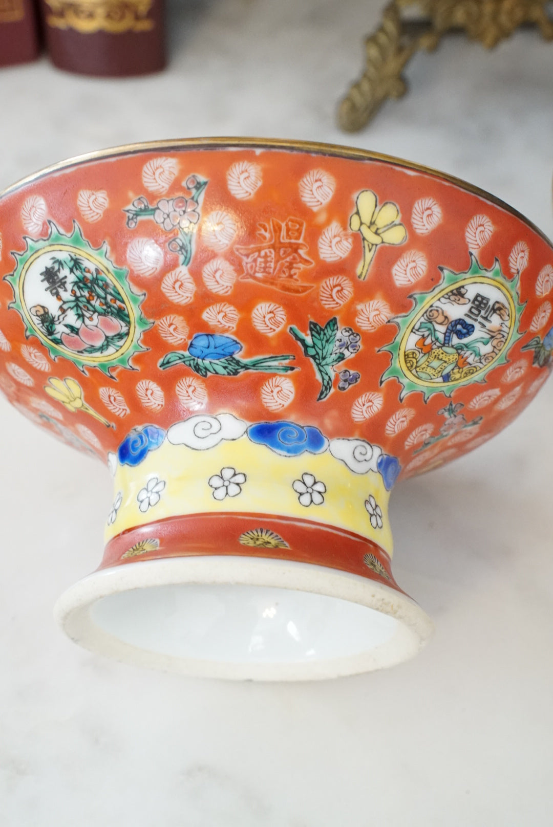 A Pair of — Vintage Ancestor Dowager Empress High Footed Offering Bowls