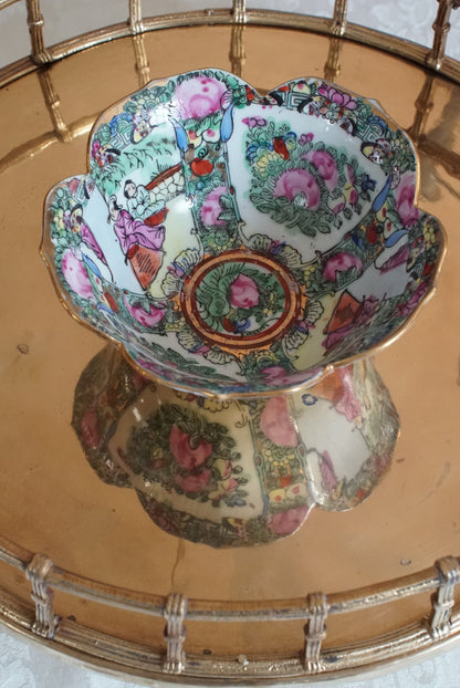 Vintage Small Rose Medallion Lotus Bowl