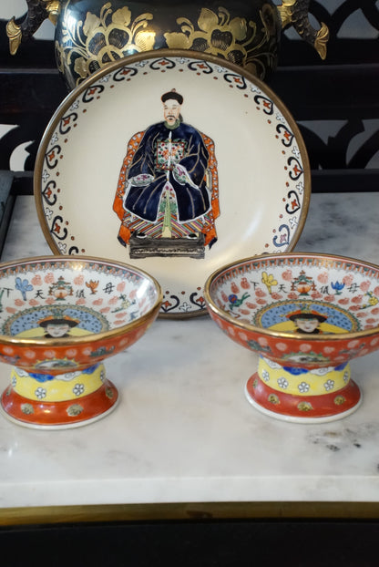 A Pair of — Vintage Ancestor Dowager Empress High Footed Offering Bowls