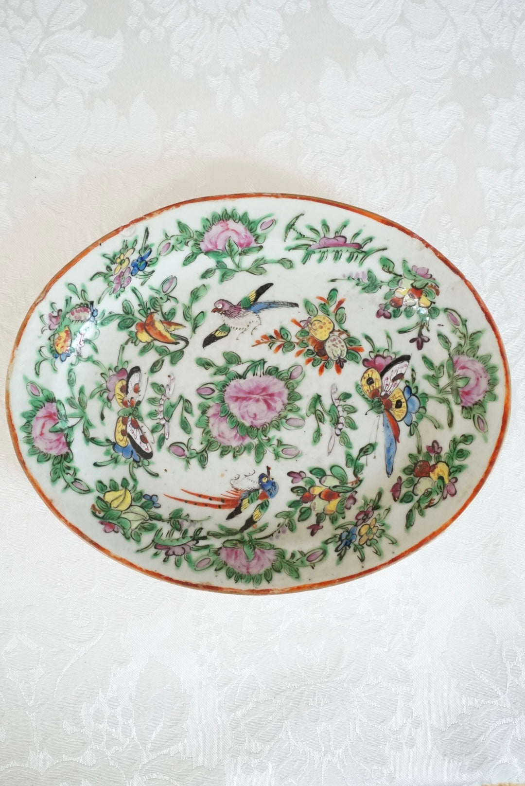 Antique Chinese Export Small Rose Canton Platter