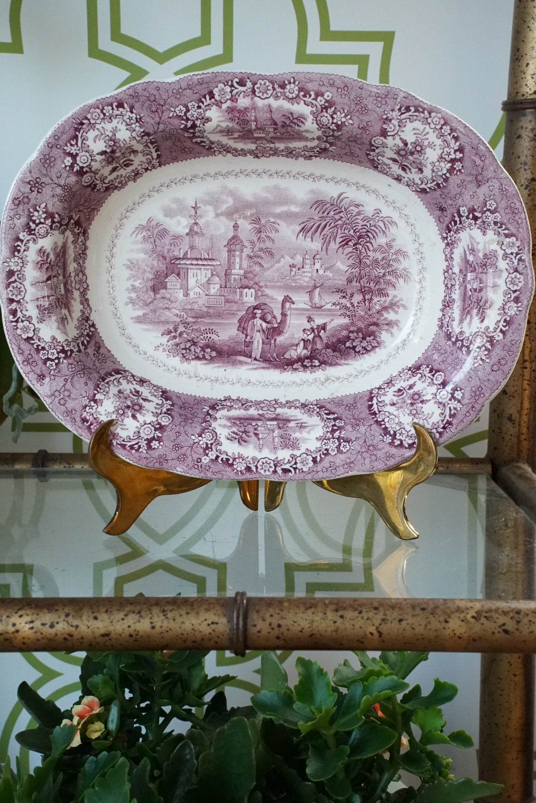 Antique Small Ridgway Purple/Mulberry Oriental Platter