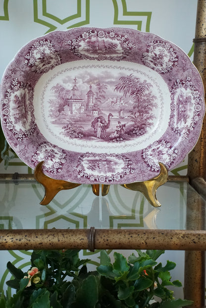 Antique Small Ridgway Purple/Mulberry Oriental Platter