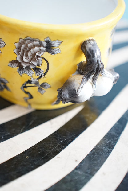 Vintage Chinoiserie Floral Cachepot by Hua Rong Tang