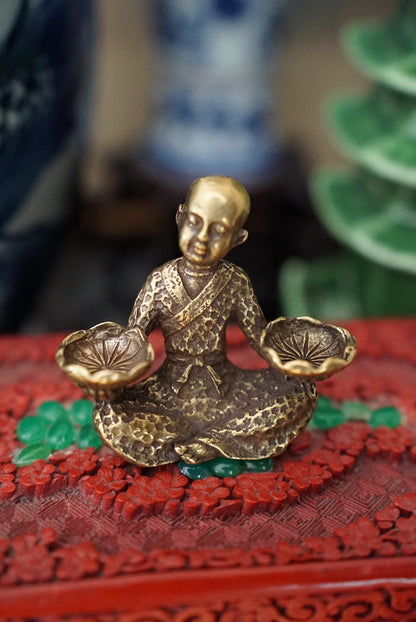 Brass Meditating Monk