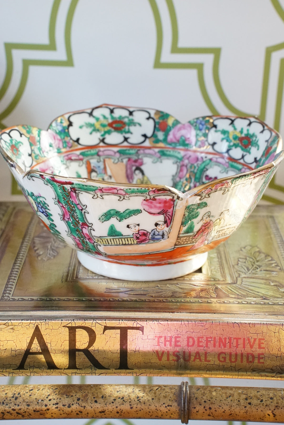 Vintage Rose Medallion Lotus Bowl