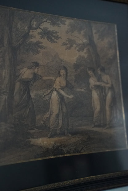 Framed Antique Print Le Colin Maillard