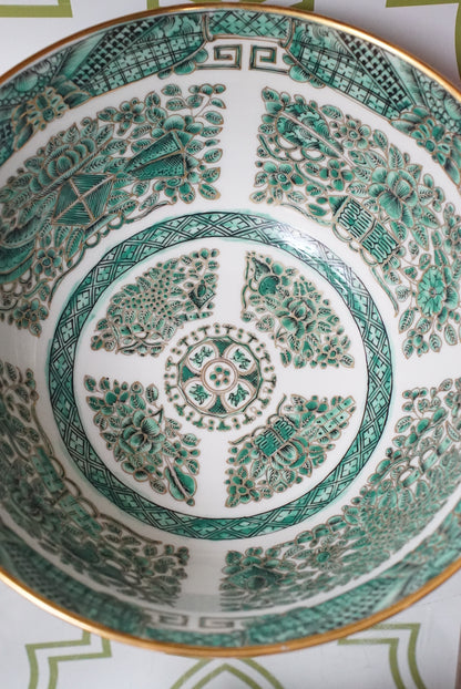 12” Large Green Fitzhugh Centerpiece Bowl