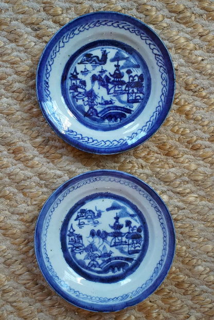 Pair of — Antique Blue Willow Plates