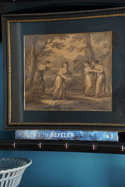 Framed Antique Print Le Colin Maillard