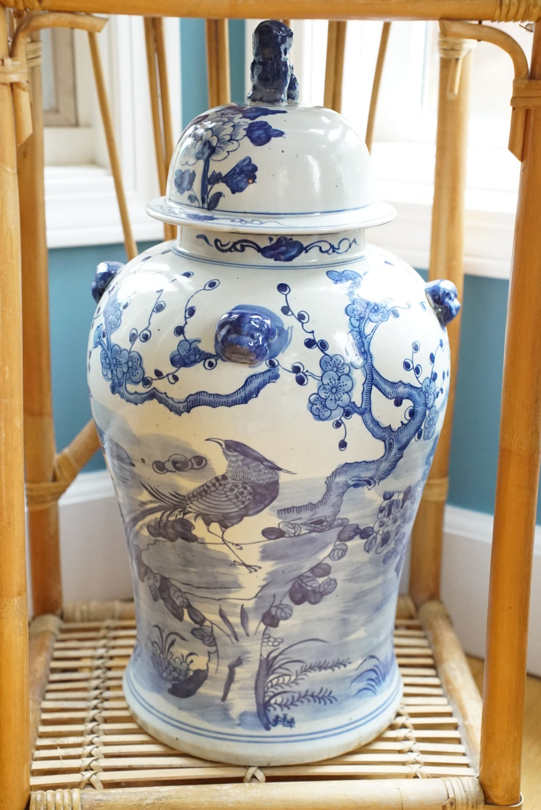XL Blue and White Garden Temple Jar