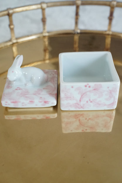 Vintage Pink Bunny Trinket Box
