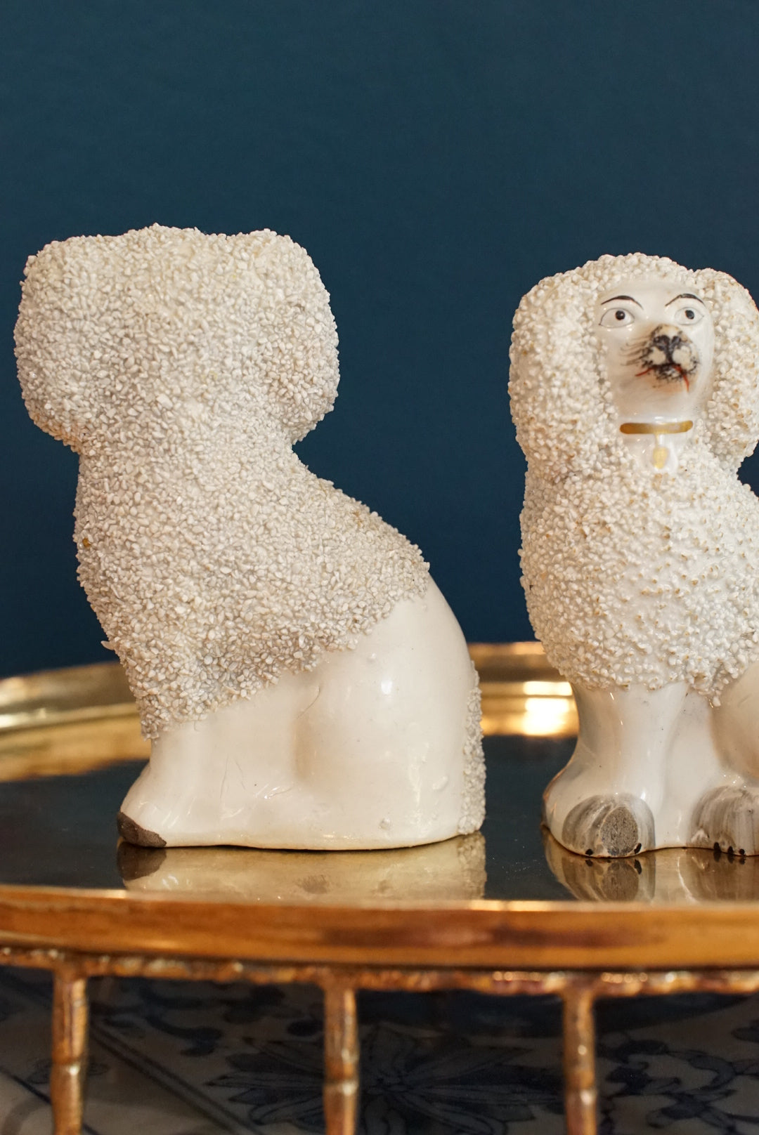 Pair of — Antique Staffordshire Confetti Poodles