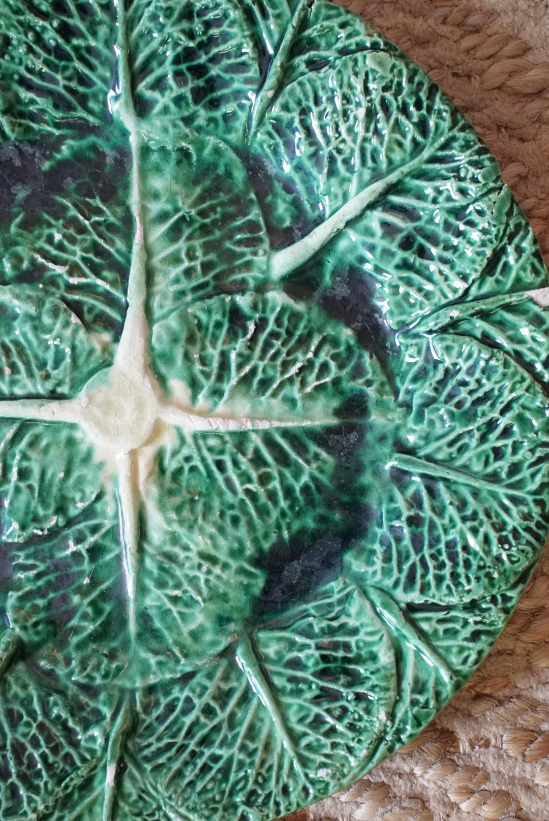 Set of 6 — Old Majolica Cabbage Plate