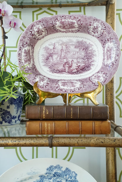Antique Small Ridgway Purple/Mulberry Oriental Platter